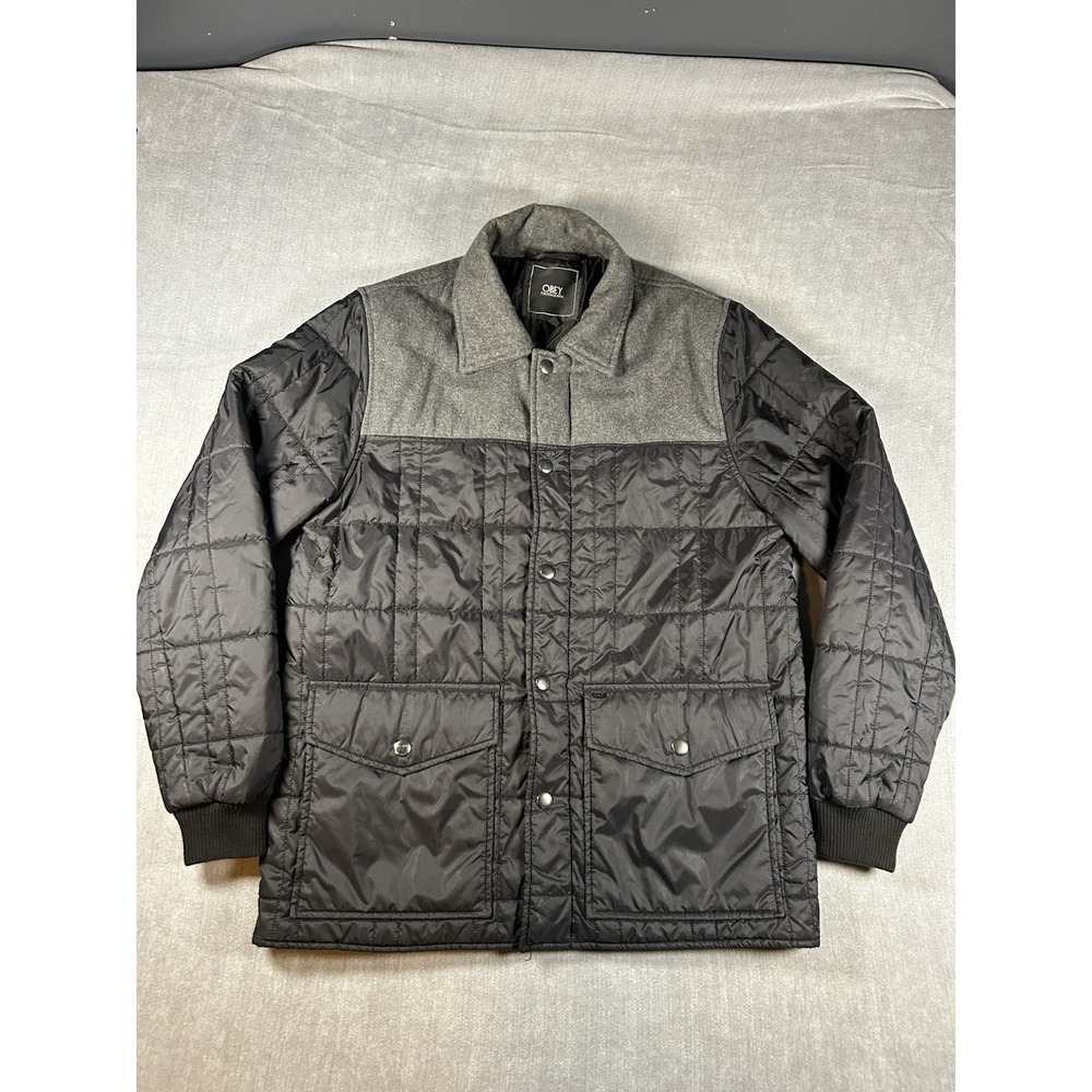 OBEY Propaganda Lightweight Coat Zip Up Button Up No Hood Coat Size Large